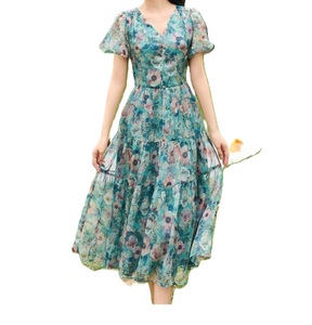 Women's <b>100</b>% Chiffon Short-Sleeved Office Dress Cool & Light Fabric with Casual Style for Work & Leisure - Product Image 1