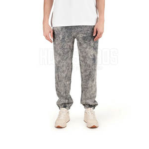 2025 Mid <b>Weight</b> Acid Wash Custom Design Mid Waist Elastic Waist Casual Trousers 100% Cotton Canvas Breathable Straight Pattern - Product Image 1