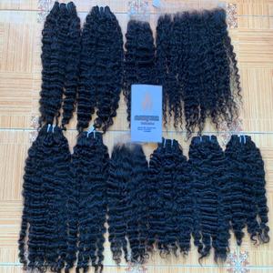 Cheveux humains bruts birmans bouclés couleur noire naturelle extensions de cheveux humains doublement étirés directement fabricant du Vietnam - Product Image 6