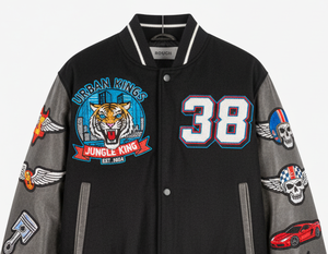 Veste universitaire d'hiver |   Blouson bomber 100% coton avec col montant et capuche |   Style universitaire unisexe High Street |   Logo avant - Product Image 3