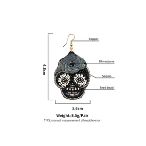 Best Design Halloween Beaded Drop Earrings for Women and Girls Gold Plated with Pearl and Diamond for Cosplay Low Price - Product Image 5