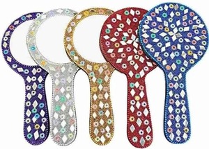 Espejo decorativo estilo indio Rajasthani, favor Haldi Mehendi, recuerdo de boda indio, recuerdo Nikha, espejo Nikha, favores - Product Image 2