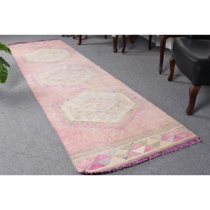 Alfombra turca bohemia de área grande Vintage 280 X 1030ft Patrón rectangular clásico Material de lana Respaldo de látex disponible Rosa Verde - Product Image 1