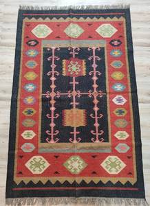 Alfombra de corredor Kilim de yute de lana con acento, alfombra geométrica tejida a mano para dormitorio, sala de estar, puerta, espacio, decoración Bohemia para el hogar, conjunto de algodón - Product Image 3