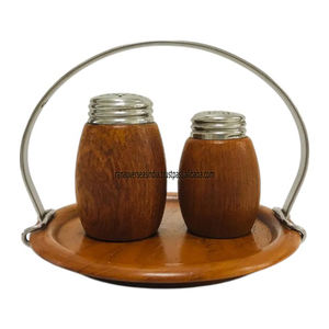 Juego de sal y pimienta de madera y acero ecológico elegante y duradero con tapa o soporte para regalos de comedor o uso diario - Product Image 6