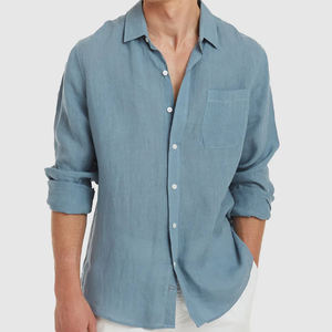 Camicia Casual in <span class=keywords><strong>Lino</strong></span> a Maniche Lunghe da <span class=keywords><strong>Uomo</strong></span>, Camicia con Bottoni, 100% <span class=keywords><strong>Lino</strong></span>, Blusa da <span class=keywords><strong>Uomo</strong></span>, Abbigliamento Maschile Sostenibile - Product Image 5