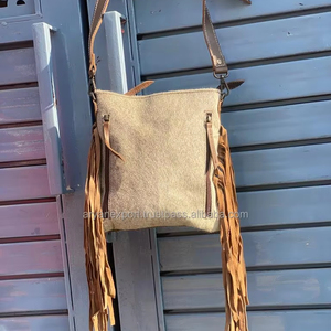 Nuevo bolso cruzado con flecos de cuero con pelo Real en la mano, bolso de mano de piedra turquesa bohemio occidental, bolso de mano de cuero genuino para mujer - Product Image 6