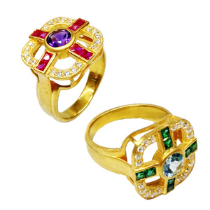 Brillante plata esterlina 925 Multi Color piedra preciosa estilo Vintage moda dedo ajustable clásico anillo de diamante - Product Image 4