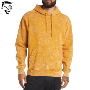 Venta al por mayor 100% algodón lavado con ácido sudaderas con capucha para los hombres de gran tamaño desgastado térmico logotipo personalizado patrón sólido francés polar invierno tamaño - Product Image 1
