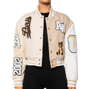 Streetwear personnalisé en laine pour hommes, veste courte Letterman de baseball universitaire brodée en chenille, OEM 100% - Product Image 2