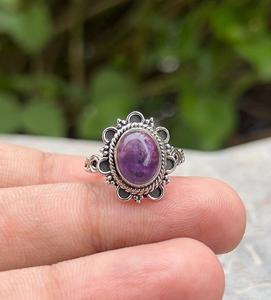 แหวนพลอยอเมทิสต์925เงินสเตอร์ลิงประดับอัญมณีออร่าเครื่องประดับอัญมณีธรรมชาติของขวัญตามสั่งสำหรับเธอ - Product Image 4