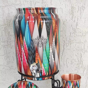 Distributeur d'eau en cuivre pur, style antique, imprimé, bon état, 5 litres - Product Image 1