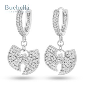 Pendientes de aro huecos con logotipo colgante, estilo Hip Hop Vintage, Plata de ley, oro de 18 quilates, diamantes cultivados en laboratorio para mujer - Product Image 3