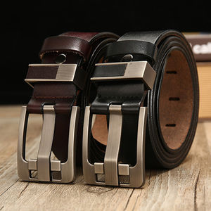 Ceinture en cuir de vachette décontractée pour hommes avec boucle automatique à cliquet réglable et véritable créateur classique promotionnel pour hommes - Product Image 6