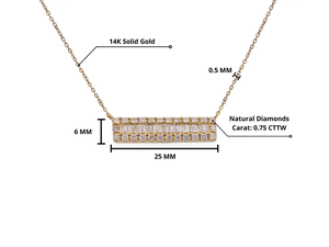 Collier flottant pour femme en plaqué or jaune 14K Pendentif en forme de barre de diamant naturel Collier câble à barre de diamant en grappe d'illusion - Product Image 5