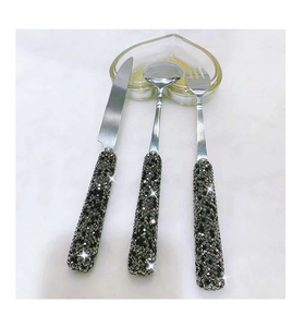 Juego de cucharas de cubiertos con mango de resina de alta gama con artículos de vajilla de granja de acero espejado resistente a la oxidación - Product Image 5