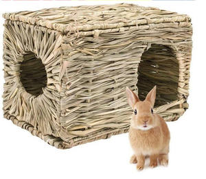 สัตว์ขนาดเล็กบ้านธรรมชาติเตียงหญ้าHideawayอุโมงค์เคี้ยวของเล่นกิจกรรมศูนย์Hutsรังสําหรับกระต่าย - Product Image 5