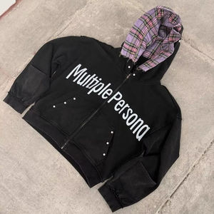 Sudadera con Capucha de Alta Calidad 100% Algodón Lavada con Ácido, Lavada a la Piedra, Estilo Vintage, Sudadera con Capucha Desteñida por el Sol - Product Image 1