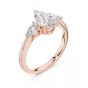 Bague en or rose 14 carats pour femme, diamant de laboratoire taille poire, pour tous les jours |   Nouveau diamant cultivé - Product Image 5