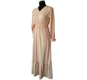 Vestido Abaya con cuello en V para mujer, algodón orgánico de bambú, largo elástico, cintura, varios tamaños, tarifa barata, musulmán tradicional - Product Image 1