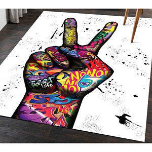 Alfombra con Símbolo de Paz: Alfombra con Estampado de Graffiti, Arte Abstracto Moderno, Alfombra Delgada No Tejida - Product Image 2