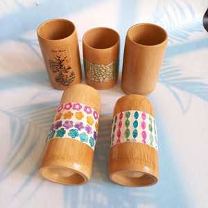 ถ้วยเครื่องดื่มไม้ไผ่พร้อมมุกตกแต่งสีธรรมชาติเป็นมิตรต่อสิ่งแวดล้อมดื่มน้ำชาเบียร์ - Product Image 1