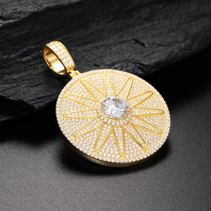 Iced Out Round Cut VVS Moissanite Diamond Pendant Hip-Hop Sunflower Style Pendant Regalo de boda para hombres Plata de Ley 925 - Product Image 5