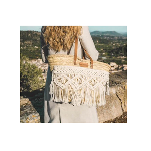 Cesta de ratán de macramé de algas marinas hecha a mano de alta calidad con asa, contenedor de almacenamiento de paja de último diseño para decoración del hogar - Product Image 1