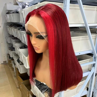 Perruque Bob Courte en Diverses Couleurs, Perruque Bob en Dentelle avec Fermeture Frontale, Perruque Bob en Cheveux Brésiliens Vierge Sans Colle, Dentelle 8-14 Pouces, Cheveux Brésiliens