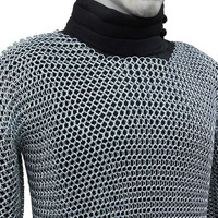 Répliques d'armure en acier antique poli 16g, ensemble de coif de chaîne médiévale, impression offset, cadeau, armure, art, objet de collection