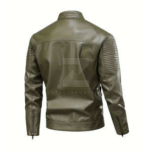 Pakistan Manufactured High Quality Men's <b>Winter</b> <b>Leather</b> <b>Jacket</b>-Stand Collar Front Logo Eco-Friendly Breathable Waterproof - Product Image 2