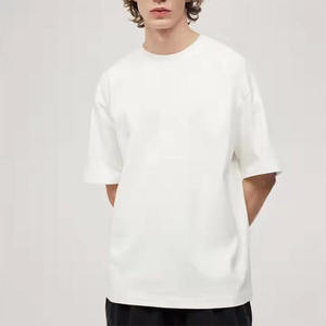 Lujo Casual alta calidad camiseta Premium hombros caídos Streetwear Boxy Camiseta cuello redondo blanco algodón en blanco camiseta lisa - Product Image 1