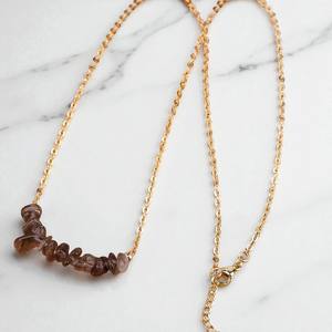 Collar de piedras preciosas de cuarzo ahumado con cuentas chapadas en oro de 14K-Collar de cadena de eslabones para mujer-Regalo de Navidad - Product Image 1