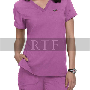 Super élégant unisexe gommage haut à manches courtes mode hôpital uniforme 100% coton extensible gommages personnalisable par Raw to Fine - Product Image 4