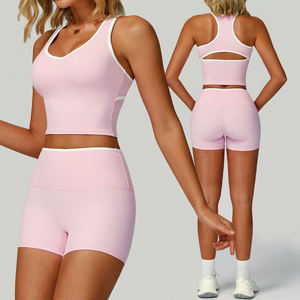 <b>Women's</b> Lightweight Yoga Vest with I-Shaped <b>Tight</b> Back Solid Style Summer Sports & Fitness Tops Contrasting Hemmed Vest - Product Image 6