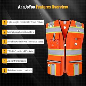 Chaleco de Seguridad con Cierre Frontal y Múltiples Bolsillos, Chaleco de Alta Visibilidad - Product Image 3