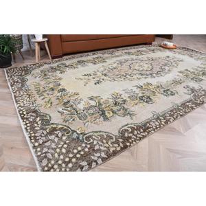 Vintage Turkish Large Rug 5.5x9.5 ft, Brown <b>Yellow</b> Ombr Rug - Product Image 1