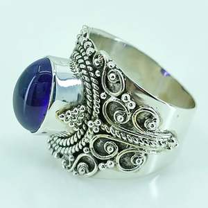 Natural Amethyst Cocktail <b>Ring</b> 925 Sterling <b>Silver</b> Purple Oval Gemstone Handmade <b>Boho</b> Jewelry Bezel Setting - Product Image 6