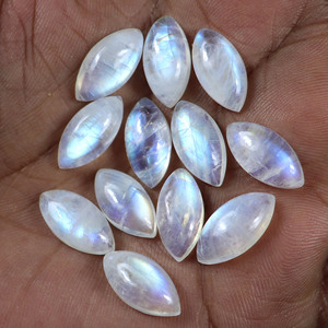 Cabujón de piedra lunar de ópalo arcoíris Natural de alta calidad, forma suave de marquesa, llamativo suelto para hacer joyas, lote al por mayor - Product Image 2