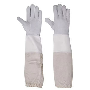 Beekeeper Gloves Protective Beekeeping Gloves Leather Goatskin <b>Mesh</b> Bee Keeping Vented Long Sleeves Beekeeping Equipment OEM - Product Image 4