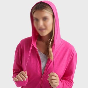 Sweats à capuche tricotés solides et décontractés pour femmes Logo personnalisé Design Broderie Imprimé Couleur Rose Vêtements pour femmes Sweats à capuche - Product Image 4