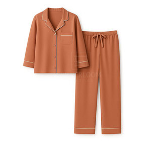 Conjunto de traje de noche de algodón para mujer, pijama suave transpirable 180 GSM, ropa de dormir con opción de logotipo personalizado - Product Image 3