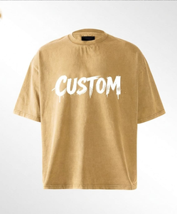 Camiseta de algodón 100% de alta calidad, peso pesado, personalizada, con lavado ácido, estilo vintage, desgastada por el sol, oversize, lisa. - Product Image 1