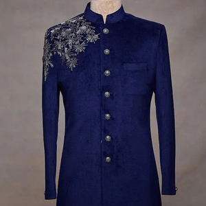 NEW TRENDY---DESIGN of ZARI EMBROIDERY on ROYAL BLUE SHERWANI WITH <b>PANT</b> DRESS for PARTY-WEAR/WEDDING @ 2024 - Product Image 1