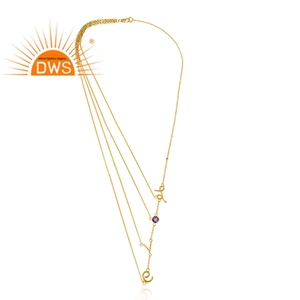 El mejor diseño de Plata de Ley 925, colgante de piedras preciosas de amatista natural chapado en oro de 18 quilates, fabricante de joyas de diseño personalizado - Product Image 2