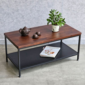 Table basse rectangulaire de style industriel 100x50cm en bois de manguier avec pieds en fer pour un style campagnard - TT68265 - Product Image 2