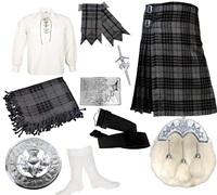 Tartan écossais en laine acrylique durable traditionnel Royal Stewart 8 Yards 10 pièces Kilt Set pour les mélomanes