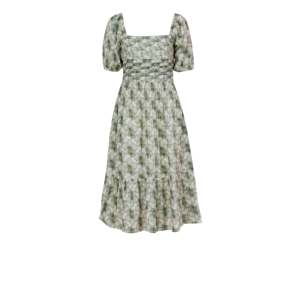 Vestido Midi Floral de Algodón Puro para Mujer, Elegante, de Alta Calidad, con Cintura Elástica, Transpirable, con Aberturas, para el Día a Día y Fiestas - Product Image 4