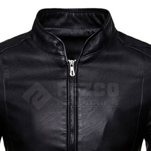 Veste d'hiver en cuir de vache style motard pour homme avec col montant et logo frontal Imperméable et respirante pour un usage quotidien - Product Image 3