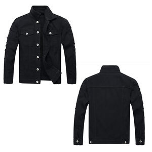 Vêtements grande taille pour hommes surdimensionnés veste en jean vintage personnalisée en coton noir prix d'usine automne Stock bas quantité minimale de commande - Product Image 6